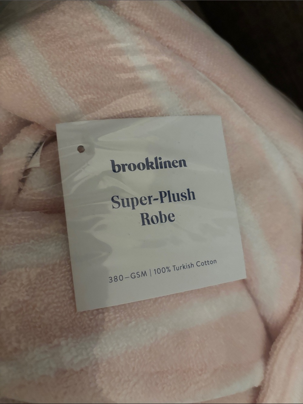 Brand New Brooklinen Pink/White Stripe Plush Bath Robe - Picture 4 of 5